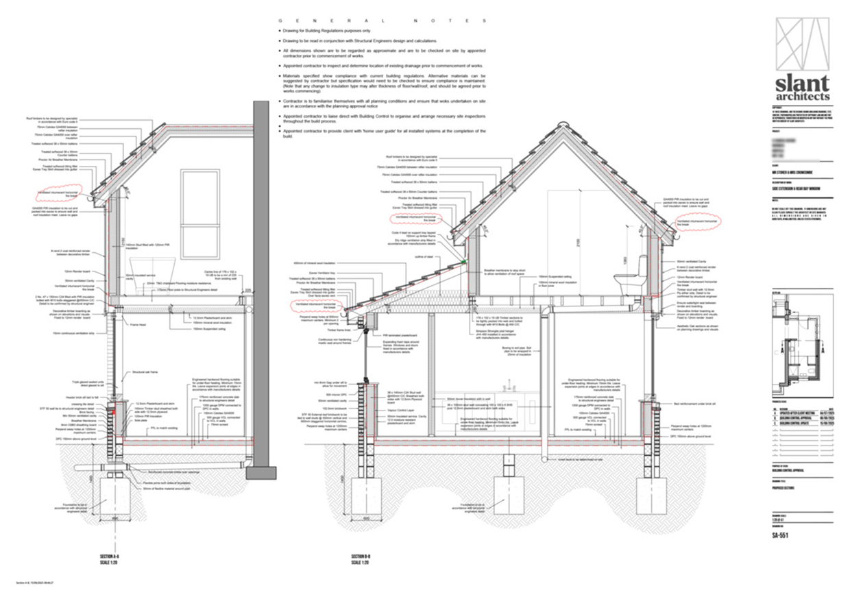 slant architects - Proposed Construction Section
